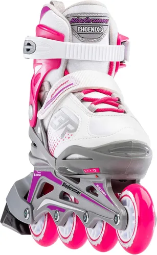 Vista 4 de Bladerunner by Rollerblade Phoenix - Patín en línea ajustable para niñas, blanco y fucsia, juvenil, patines en línea de alto rendimiento