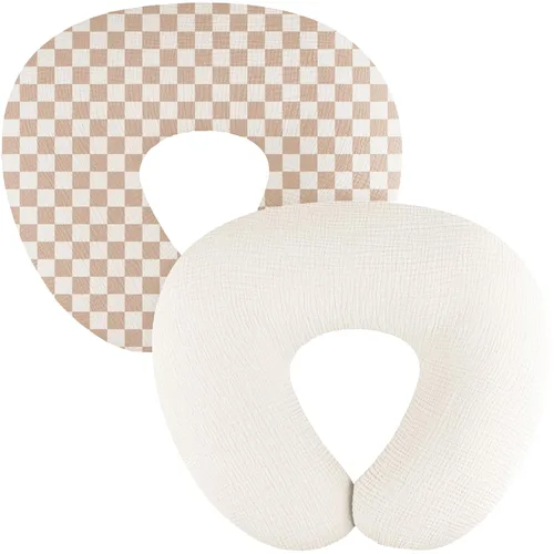 Vista 8 de MairMore Paquete de 2 Fundas de Almohada de Muselina para Lactancia, Transpirables 100% Algodón, Fundas Deslizables para Almohadas de Lactancia