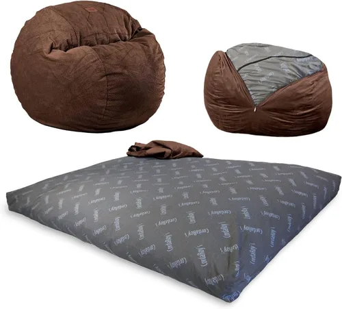 Vista 10 de CordaRoy's Puf de Chenilla - Silla Puf Convertible - Funda de Tela de Chenilla Lavable a Máquina - para Sótano, Sala de Estar, Sala de Juegos Carbón