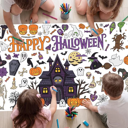Vista 15 de NatNarr Mantel de dinosaurio para colorear, póster de papel de 30 x 72 pulgadas para niños