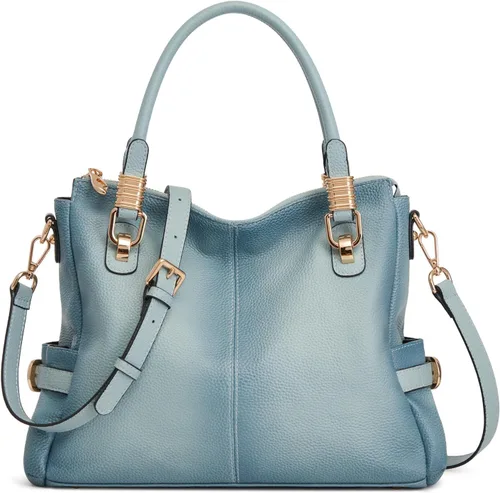 Vista 13 de Bolsos Kattee para mujer de piel genuina suave, tipo bandolera, con asa superior, bolso de hombro Negro
