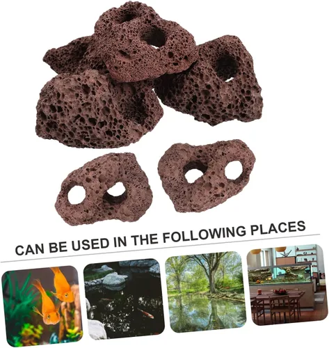 Vista 7 de balacoo 6 piezas de rocas volcánicas para decoración de peceras, piedras naturales, base fija, versátil, adornos de paisaje de acuarios para plantas