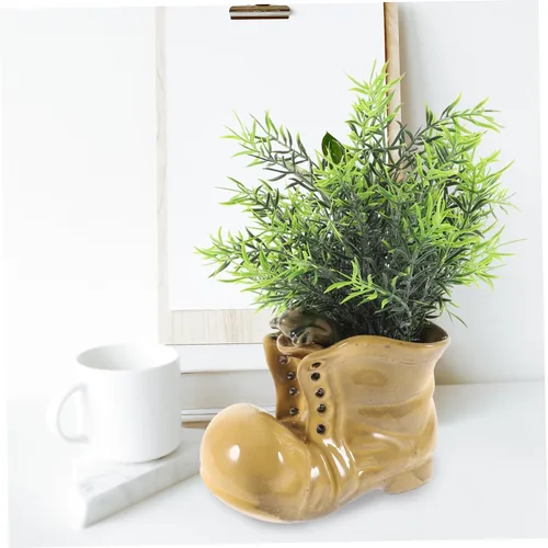 Vista 4 de Botas de dibujos animados en forma de suculenta maceta de cerámica para plantas de interior, oficina, ventana, alféizar decoración única