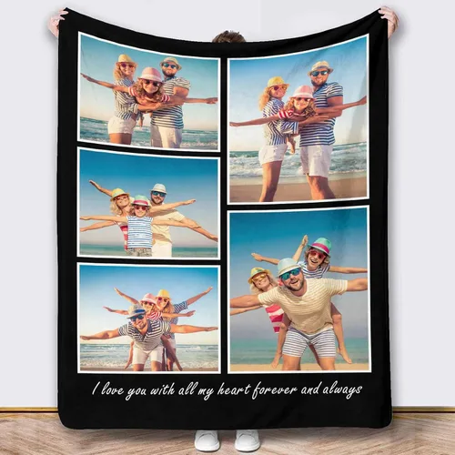 Vista 21 de Mantas de fotos personalizadas, 10 fotos personalizadas, mantas de imagen personalizadas, regalos para hermana, papá, mamá, hija, hijo