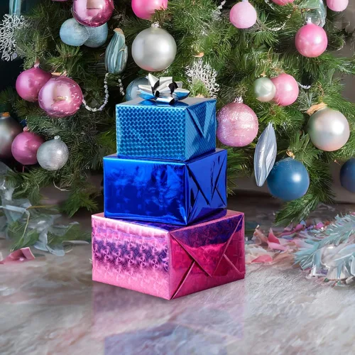 Vista 2 de Juvale Rollos de papel de regalo holográficos metálicos para regalo, patrones de papel de regalo, envoltura de regalo metálica para regalos