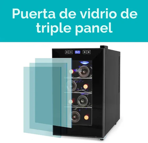 Vista 2 de BLACK+DECKER BD60026 Bodega con pantalla LED (capacidad de 8 botellas) Countertop Mini Fridge with Triple Pane Clear Glass Door, Bar Cabinet with