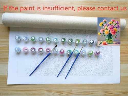 Vista 6 de ACANDYL Kit de pintura de flores por números para adultos principiantes pintura por números para adultos, lienzo de clavel, pintura por números