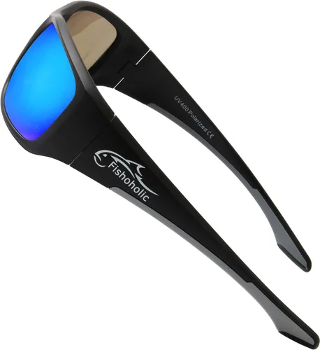 Vista 10 de Fishoholic Pro Series - Gafas de sol polarizadas para pesca con goma, protección solar UV400, regalo de pesca Rubber Accents with Hard Case and