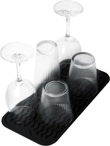 Vista 8 de ZLR 2 bandejas de silicona para fregadero (6 x 12 pulgadas/6.024 x 12.008 in) - Soporte estrecho para esponja para encimera de cocina - Tapete Negro