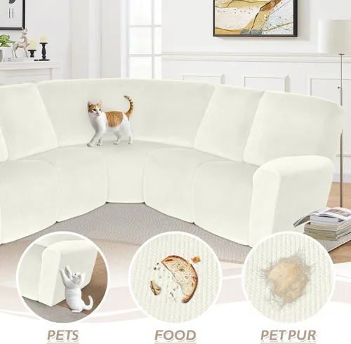 Vista 32 de Arfntevss Fundas de sofá seccional reclinable de terciopelo, Funda de sofá seccional de esquina para sofá reclinable, Funda elástica suave