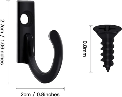 Vista 2 de Zhehao 100 piezas de ganchos para llaves, joyas, pequeños ganchos para colgar, gancho único de pared, cierre para abrigos y 110 piezas de tornillos