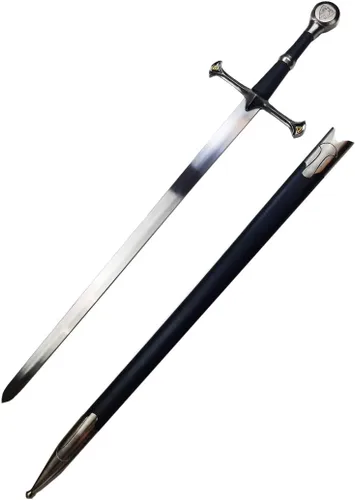 Vista 2 de Espada medieval a una mano, hoja sin brillo. Para colección, regalo, espectáculo, feria, cosplay y LARP