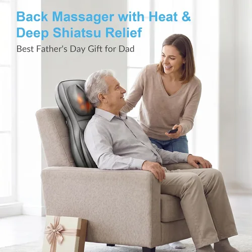 Vista 2 de COMFIER Silla masajeadora con calor, masajeador de espalda Shiatsu portátil con compresión y rodamiento, almohadilla para silla de masaje
