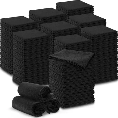 Vista 8 de Macarrie - 200 paños de limpieza de microfibra, toallas de microfibra para automóvil, paños de lavado absorbentes, reutilizables, sin pelusas, Negro