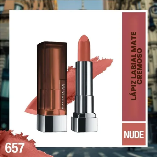 Vista 2 de Maybelline - Lápiz labial Color Sensational para labios, hidratante con acabado mate, Nude Nuance, color nude, rosado, rojo, ciruela, 1 unidad 0