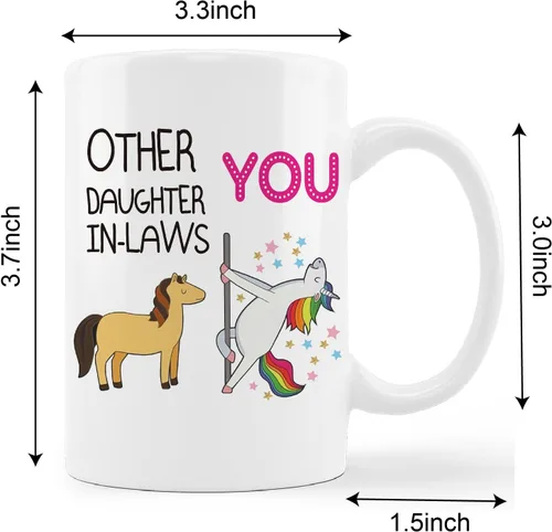 Vista 5 de kunlisa Taza de regalo para nuera, Taza de cerámica para nuera de 11 oz - Taza de café, leche y té, regalos para nuera de la madrastra y padrastro