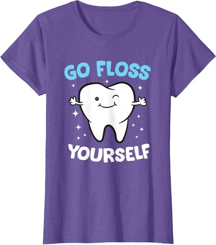 Vista 26 de Camiseta higienista dental, asistente dental, Go Floss Yourself dentista, Negro, S