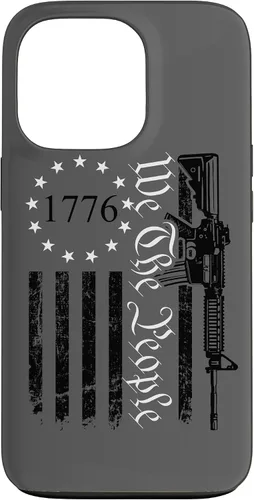 Vista 10 de iPhone 16 We The People - Funda patriótica con la bandera de Estados Unidos AR15 Pro Guns