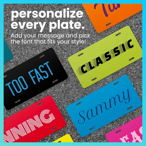 Vista 5 de Excelmark Vanity - Placa de matrícula personalizada para exhibiciones de automóviles, placa de aluminio personalizada (negro)