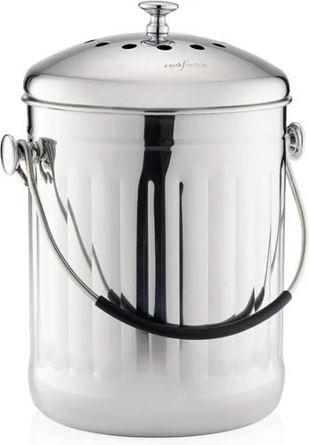 Vista 9 de RED FACTOR Contenedor de Compost Premium para Encimera de Cocina - Cubo de Residuos de Alimentos de Acero Inoxidable con Tecnología Innovadora