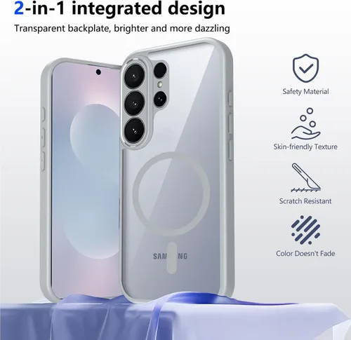 Vista 513 de Funda magnética transparente compatible con Xiaomi 17T, color negro 2 en 1 PC + TPU cubierta de teléfono a prueba de golpes, carcasa protectora