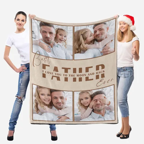 Vista 6 de D-Story Mantas para papá, manta de regalo personalizada de hija, manta para el Día del Padre, regalos para papá de parte de la hija, manta con fotos