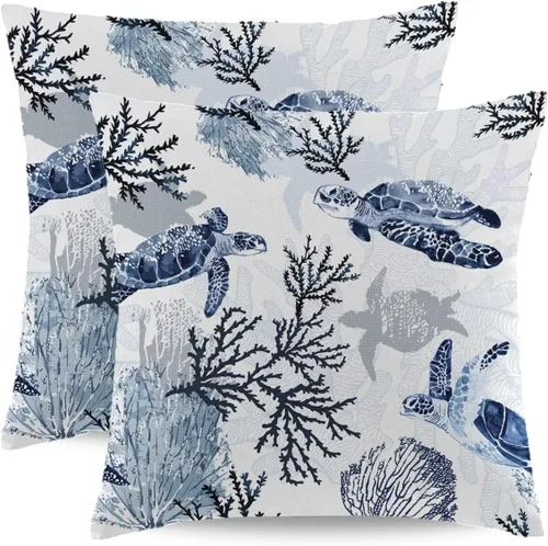Vista 15 de Fundas de Almohada de Navidad Azul Marino 16x16 Juego de 2 Estilo Granja Muñeco de Nieve Copo de Nieve Árbol de Navidad Fundas de Almohada