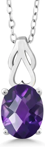 Vista 96 de Gem Stone King Collar de plata de ley 925 con piedra natal ovalada de 0.354 x 0.276 in Collar con colgante solitario para mujer Con cadena