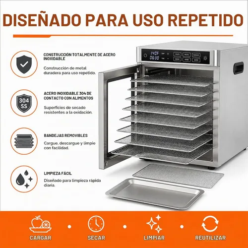 Vista 7 de Deshidratador comercial de alimentos Wutfly de 12 bandejas