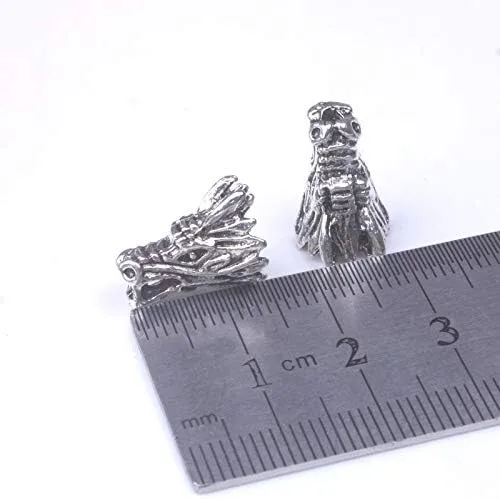 Vista 2 de Calvas 10 unids/lote Tibetano Plata Dragón Cabeza Espaciador Perlas Suministros para Fabricación de Pulseras Metal Hallazgos Venta al por mayor