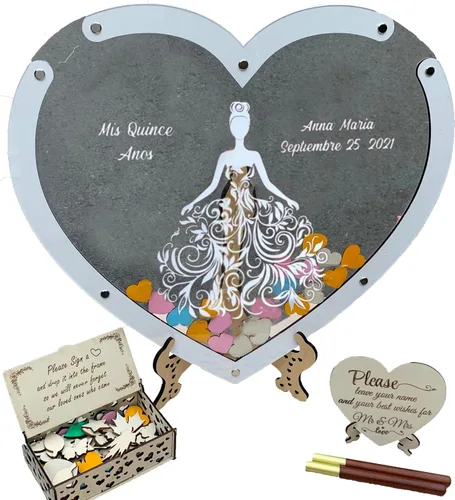 Vista 9 de Libro de Firmas Alternativo para Quinceañera – Caja de Firmas para el Día de los 15 Años – Libro de Invitados Personalizado para Quinceañera
