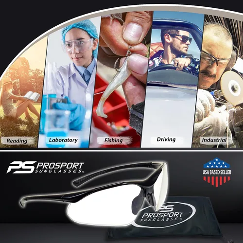 Vista 5 de proSPORT Gafas de seguridad para lector de lentes completas, transparentes o ahumadas, curva envolvente, no bifocales