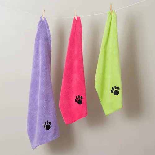 Vista 6 de Bone Dry Toalla de microfibra para aseo de mascotas, colección bordada, XL, 41 x 23.5 pulgadas, color verde lechuga (paquete de 2)