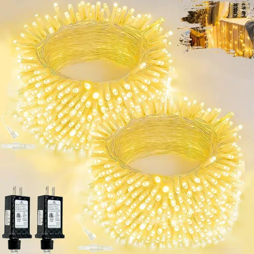 Vista 17 de Paquete de 1 cadena de luces conectables para interiores, 33 pies, 100 luces LED, 13 modos, luces de hadas parpadeantes, enchufables, impermeables