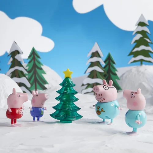 Vista 4 de Peppa Pig Peppa's - Calendario de Adviento para niños, contiene 24 juguetes sorpresa, 4 figuras familiares de Peppa Pig navideños; a partir de 3 años
