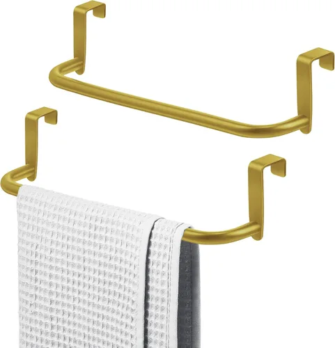 Vista 11 de 2 piezas barra toallero de metal para gabinete de cocina, barra toallero de acero para colgar en el interior o exterior de las puertas, hogar, Negro