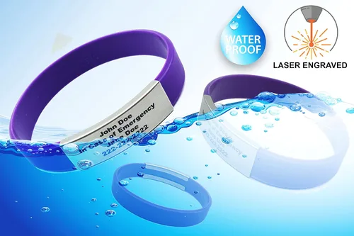 Vista 6 de Pulsera de identificación médica personalizada - Pulsera de seguridad para personas mayores grabada personalizada - Alerta de Alzheimer