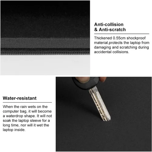 Vista 4 de AULEEP Fundas para laptop de 15 a 15.6 pulgadas, de neopreno, resistente al agua, funda delgada, bolsa de transporte duradera para computadora