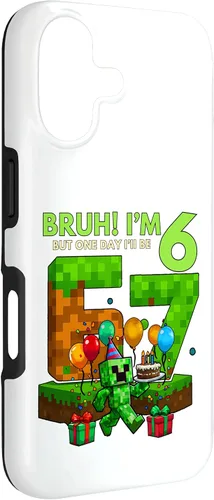 Vista 3 de Bruh I'm 6 But One-Day I'll Be 67 Retro 6th Birthday Kids Case for iPhone 17