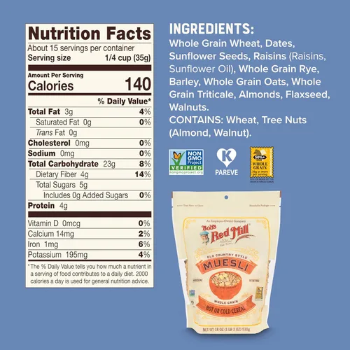 Vista 2 de Bob's Red Mill Old Country Style Muesli, 18oz (paquete de 4)