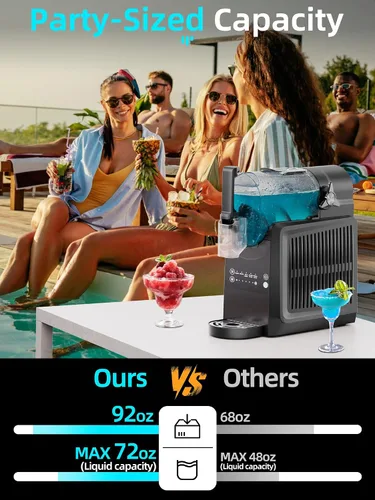 Vista 4 de VNN Máquina de granizado – Máquina de granizado de 92 onzas para el hogar, no necesita hielo, máquina de bebidas congeladas y granizados, 5 Negro