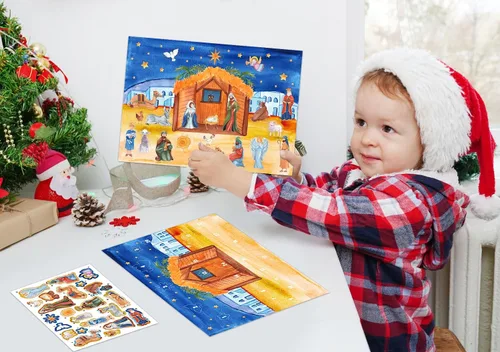 Vista 3 de WhatSign - Calendario de Adviento con calcomanía de pesebre para niños