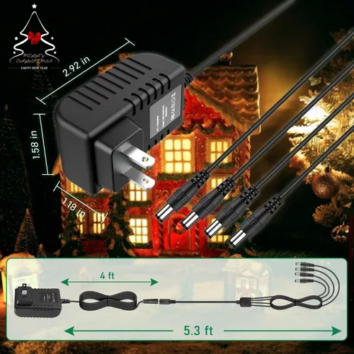 Vista 3 de AC-DC - Cargador de alimentación de repuesto para Lemax 74295, accesorio iluminado de Navidad con tomas de salida de 3/4