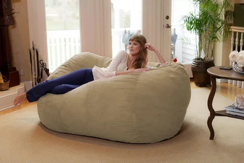 Vista 2 de Silla tumbona gigante de Chill Sack de 6 pies, bolsa para muebles de espuma viscoelástica y tumbona grande – sofá grande con funda de microfibra