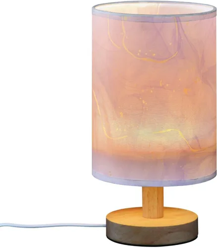 Vista 2 de Lámpara de mesita de noche líquida de lavanda morada, luces LED cálidas con puerto de carga USB, lámparas de escritorio cilíndricas retro