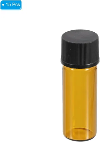 Vista 3 de PATIKIL Botella de almacenamiento multimedia de 0.1 fl oz, paquete de 15 botellas de vidrio con tapa de rosca de plástico para laboratorio en casa