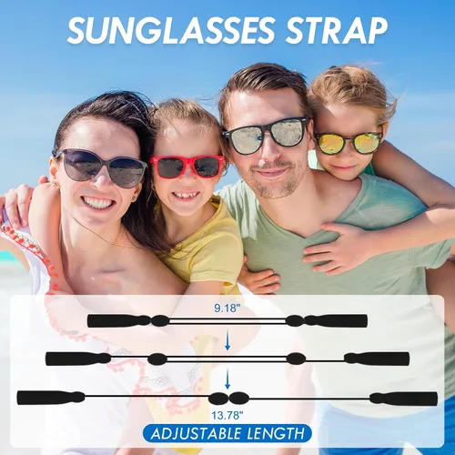 Vista 4 de Correa Ajustable para Gafas, Correa Antideslizante para Gafas de Sol para Deportes, Cordón Sujetador de Gafas Sin Cola, con Retenedor de Gafas
