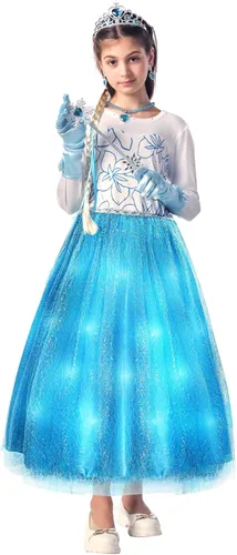 Vista 3 de Sumickx Vestido de princesa para niñas, disfraz de Halloween, cosplay, Navidad, fiesta de cumpleaños