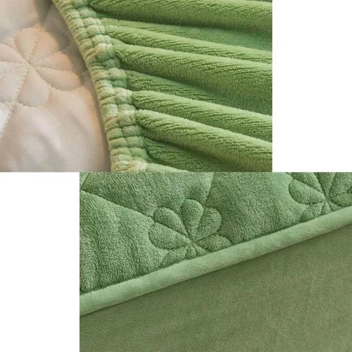 Vista 5 de QQXX Sábana bajera de franela de terciopelo, sábana bajera de forro polar acolchado ultrasuave, funda protectora de colchón de felpa de color sólido