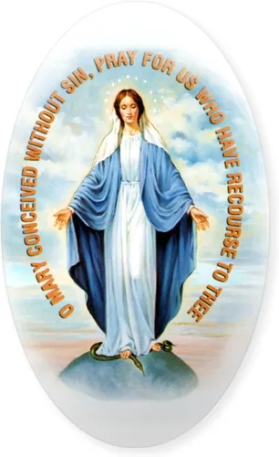 Vista 14 de CafePress - Adhesivo ovalado para parachoques de coche del Sagrado Corazón Inmaculado de María